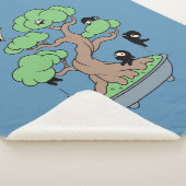 Kleine Ninjas in Bonsai Tree op Blauw Sherpa Deken (3/4)