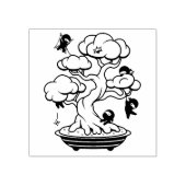 Kleine Ninja's in Bonsaiboom Rubberstempel (Afrduk)