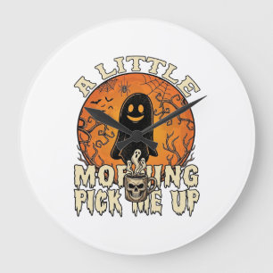 Kleine ochtend-pick-me-up Halloween Geest Schedel  Grote Klok