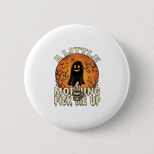 Kleine ochtend-pick-me-up Halloween Ghost Skull Mo Ronde Button 5,7 Cm