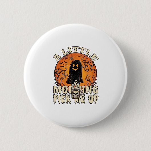 Kleine ochtend-pick-me-up Halloween Ghost Skull Mo Ronde Button 5,7 Cm (Voorkant)