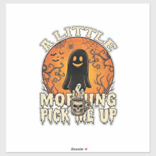 Kleine ochtend-pick-me-up Halloween Ghost Skull Mo Sticker