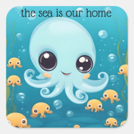Kleine octopussen. vierkante sticker