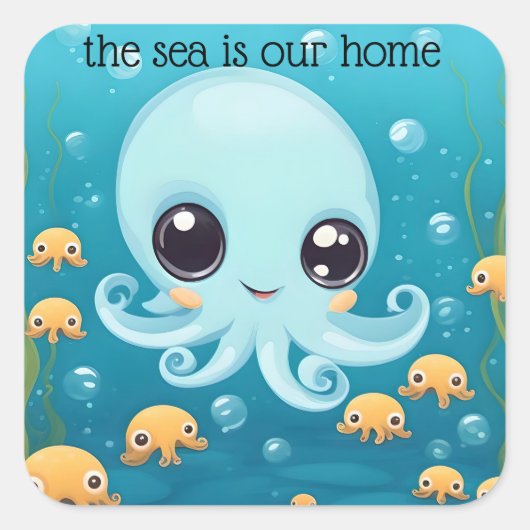 Kleine octopussen. vierkante sticker (Voorkant)