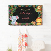 Kleine Oerwoud Dieren Wild Een Baby shower Spandoek (Insitu)