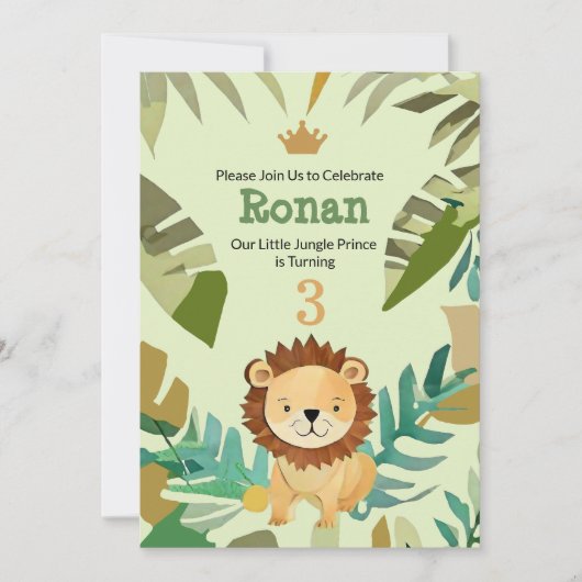 Kleine Oerwoud Prince Lion Verjaardag Kaart (Voorkant)