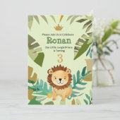 Kleine Oerwoud Prince Lion Verjaardag Kaart (Staand voorkant)