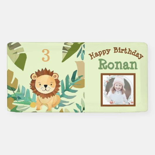 Kleine Oerwoud Prince Lion Verjaardag Spandoek (Horizontaal)