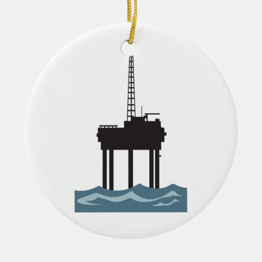 KLEINE OFFSHORE OIL RIG KERAMISCH ORNAMENT (Voorkant)