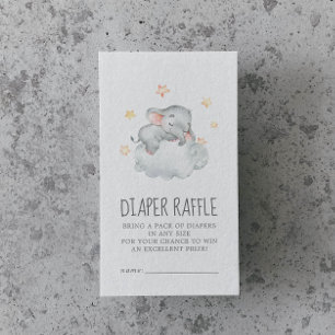Kleine olifant Baby shower Diaper Raffle Informatiekaartje