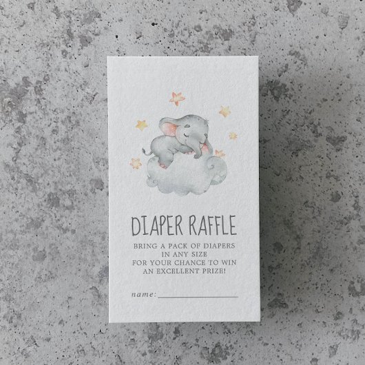 Kleine olifant Baby shower Diaper Raffle Informatiekaartje