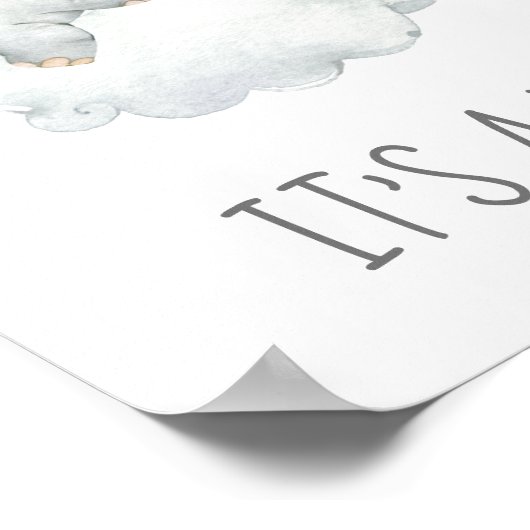 Kleine olifant Baby shower Het is een padvinder. Poster (Hoek)