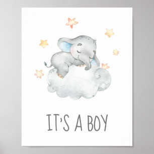 Kleine olifant Baby shower Het is een padvinder. Poster