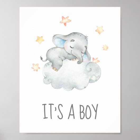 Kleine olifant Baby shower Het is een padvinder. Poster (Voorkant)