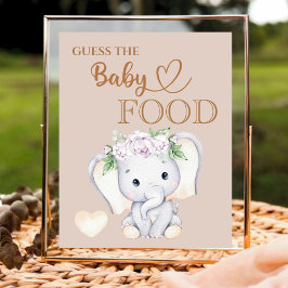 Kleine olifant Baby shower raad het Baby voedsel Poster