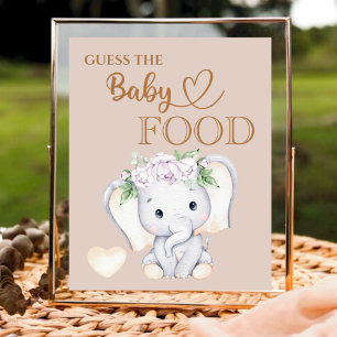Kleine olifant Baby shower raad het Baby voedsel Poster