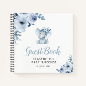 kleine olifant blauw baby shower guestbook notitieboek (Voorkant)