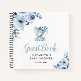 kleine olifant blauw baby shower guestbook notitieboek