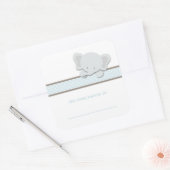 Kleine Olifant {Blauw} | Boekplaten Vierkante Sticker (Envelop)