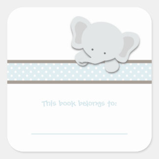 Kleine Olifant {Blauw} | Boekplaten Vierkante Sticker