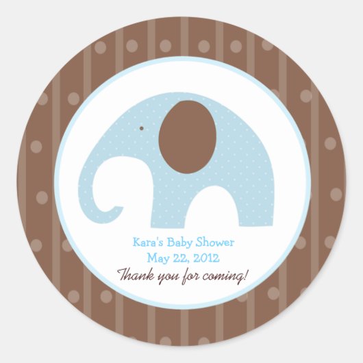 Kleine Olifant (Blauw) Custom Favor Sticker (Voorkant)
