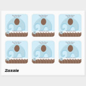 Kleine olifant blauw vierkant gunst Sticker (Vel)
