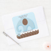 Kleine olifant blauw vierkant gunst Sticker (Envelop)