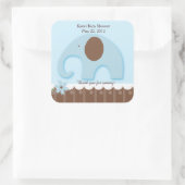 Kleine olifant blauw vierkant gunst Sticker (Tas)