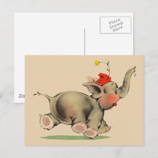 Kleine olifant briefkaart (Voorkant / Achterkant)