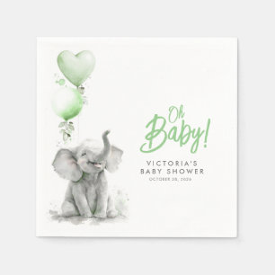 Kleine olifant Cute Green en Grey Baby shower Servet
