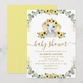 kleine olifant eucalyptus zonnebloem baby shower kaart (Voorkant / Achterkant)