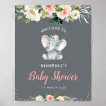 Kleine olifant floral baby shower welkomstteken