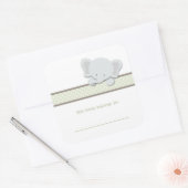 Kleine Olifant {Groen} | Boekplaten Vierkante Sticker (Envelop)
