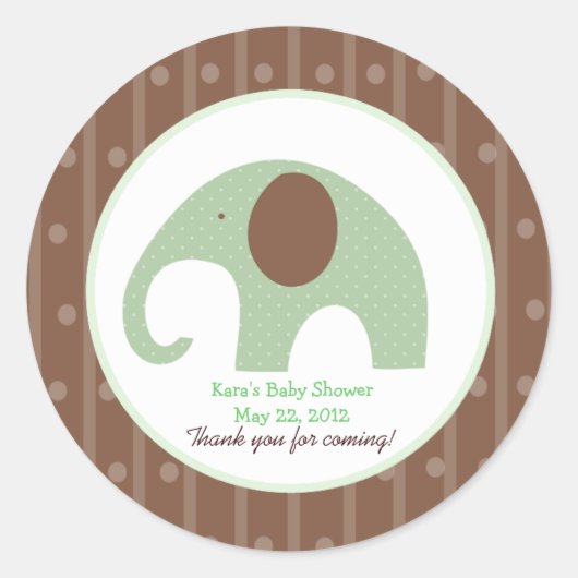 Kleine Olifant (Groen) Custom Favor Sticker (Voorkant)