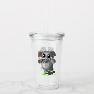 Kleine Olifant met Bloem Acryl Tumbler Drinkbeker
