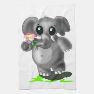 Kleine olifant met blote keukenhanddoek