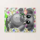 Kleine olifant met Flower Jigzaag Puzzle Gift Legpuzzel (Horizontaal)