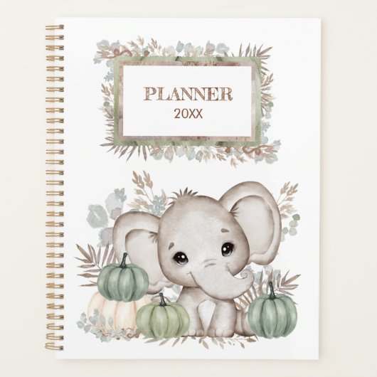 Kleine olifant met pompoenkaner planner (Voorkant)
