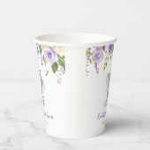 Kleine olifant paarse florale baby shower papieren bekers (Rechts)