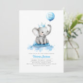 Kleine olifant prins Het is een Baby shower van ee Kaart (Staand voorkant)