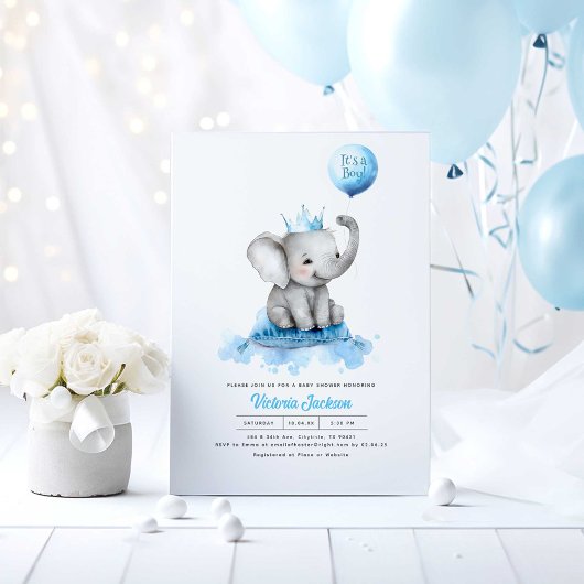 Kleine olifant prins Het is een Baby shower van ee Kaart