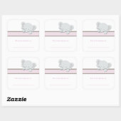 Kleine Olifant {Roze} | Boekplaten Vierkante Sticker (Vel)