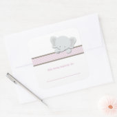 Kleine Olifant {Roze} | Boekplaten Vierkante Sticker (Envelop)