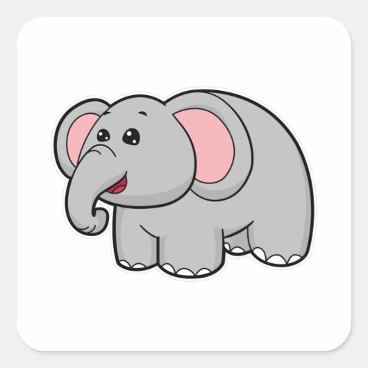 Kleine olifant vierkante sticker (Voorkant)