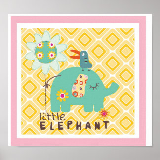 kleine olifant wanddecoratie poster