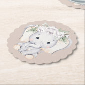 Kleine olifant Waterverf Baby shower Kartonnen Onderzetters (Gekanteld)