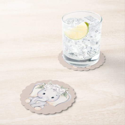Kleine olifant Waterverf Baby shower Kartonnen Onderzetters (Insitu)