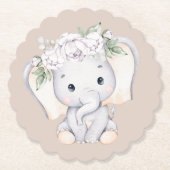 Kleine olifant Waterverf Baby shower Kartonnen Onderzetters (Voorkant)