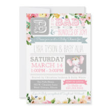 Kleine Olifant Waterverf Bloemen Baby shower