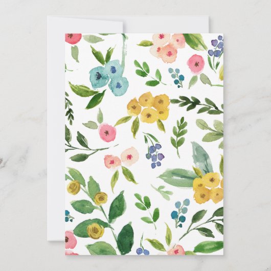 Kleine Olifant Waterverf Bloemen Baby shower Kaart (Achterkant)